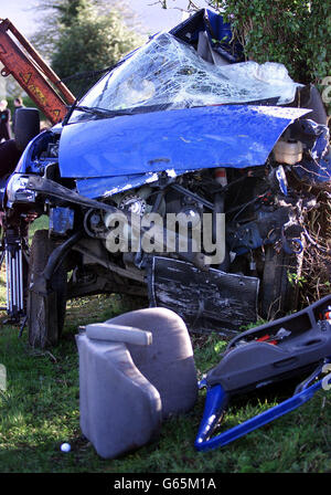 County Antrim - Verkehrsunfall Stockfoto