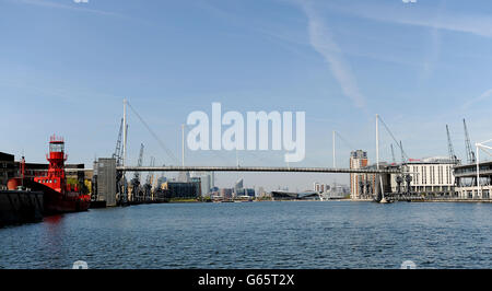 Eine allgemeine Ansicht der Royal Victoria Docks, im Osten Londons. Stockfoto