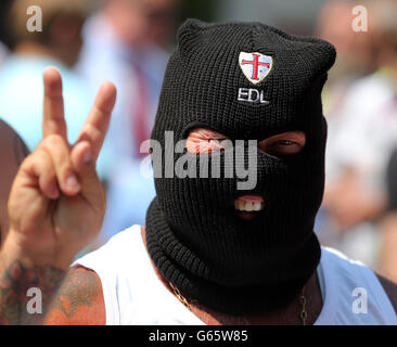 EDL-Rallye Terrorverschwörung Stockfoto