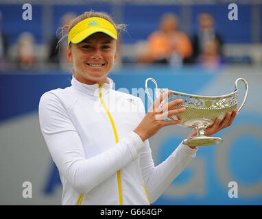 Tennis - AEGON Classic 2013 - Tag Acht - Edgbaston Priory Club. Die slowakische Daniela Hantuchova feiert den Sieg über die kroatische Donna Vekic beim AEGON Classic Final im Edgbaston Priory in Birmingham. Stockfoto