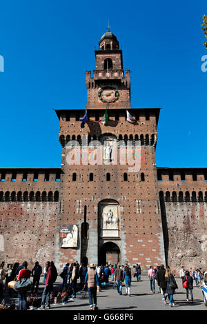 Castello Sforzesco, Castello Sforzesco, gebaut von 1450, Milan, Mailand, Lombardei, Italien, Europa, PublicGround Stockfoto