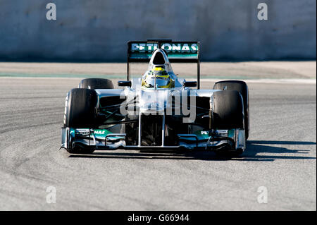 Nico Rosberg, GER, Mercedes AMG-Mercedes F1 W03, Formel-1-Test-Sitzungen, Februar 2012, Barcelona, Spanien, Europa Stockfoto