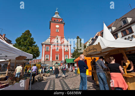 Herbstmarkt am Hauptmarkt quadratisch, Handwerkermarkt, Rathaus, Gotha, Thüringen Stockfoto