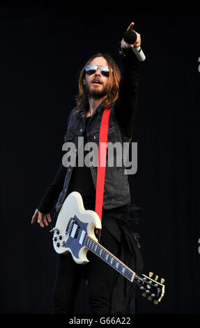 Festival 2013 Herunterladen. Jared Leto von 30 Sekunden bis Mars tritt am dritten Tag des Download Festivals im Castle Donington auf. Stockfoto