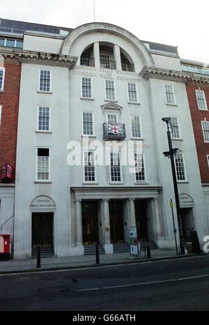 Corporation of London. Eine allgemeine Ansicht des Obst- und Wollaustauschgebäudes der Corporation of London. Stockfoto