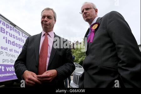 Der UKIP Farage kehrt nach Schottland zurück. Stockfoto