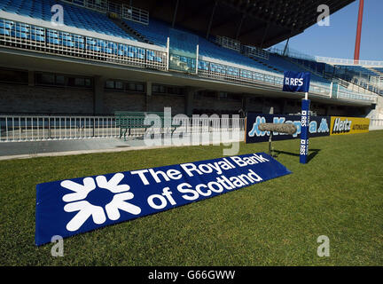 Stadionverkleiden im Stadio Flaminio, Rom vor der RBS 6 Nationen Fixierung zwischen Italien und Wales. Stockfoto