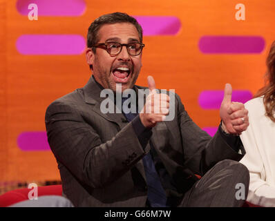 Gast Steve Carell während der Dreharbeiten zur Graham Norton Show (TX: 22:35 Freitag, 21. Juni, BBC One) in den London Studios im Süden Londons. Stockfoto