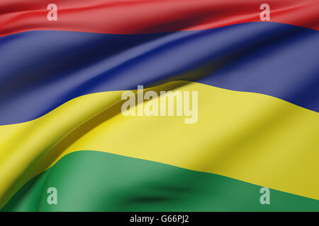 3D Rendering der Republik Mauritius Flagge winken Stockfoto