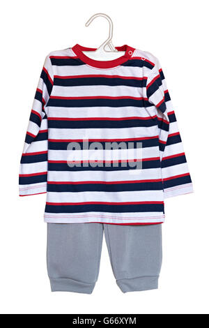 Baby-Kleidung. Hose und Pullover isoliert auf weißem Hintergrund Stockfoto
