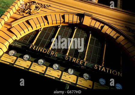 Blick Auf Die Stadt, Melbourne. Flinders Street Station, Melborne Australien. Stockfoto