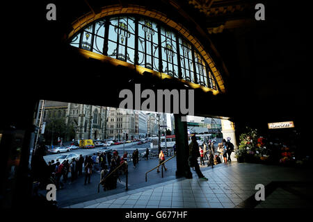 Blick Auf Die Stadt - Melbourne. Flinders Street Station, Melbourne in Australien. Stockfoto