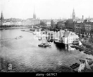 hamburg-Gesamtansicht. Eine allgemeine Sicht auf Hamburg, Deutschland. Stockfoto