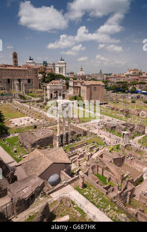 Palatin FORUM ROMANUM Ruinen gesehen von oben. Rom Italien Stockfoto
