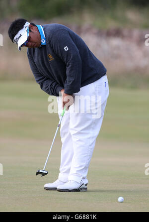 Thailands Kiradech Aphibarnrat am Tag eins der Open Championship 2013 im Muirfield Golf Club, East Lothian Stockfoto