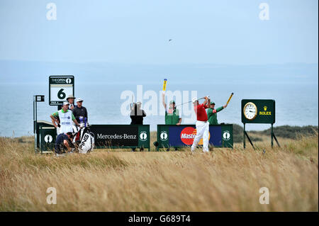 Englands Lee Westwood am vierten Tag der Open Championship 2013 im Muirfield Golf Club, East Lothian. Stockfoto