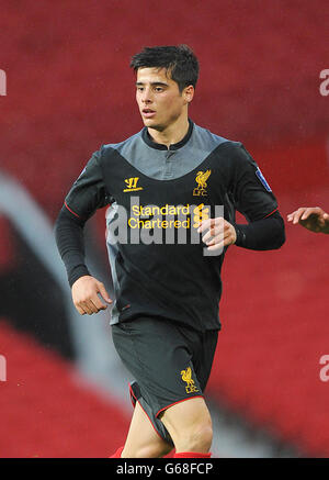 Fußball - Barclays Under-21 Premier League - Halbfinale - Manchester United U21 gegen Liverpool U21 - Old Trafford. Joao Texeira, Liverpool . Stockfoto