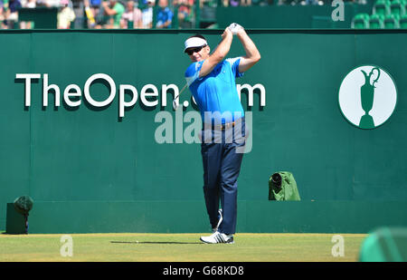 Englands Sir Nick Faldo am zweiten Tag der Open Championship 2013 im Muirfield Golf Club, East Lothian. Stockfoto