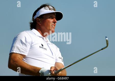 USA's Phil Mickelson während des zweiten Tages der 2013 Open Championship im Muirfield Golf Club, East Lothian. Stockfoto