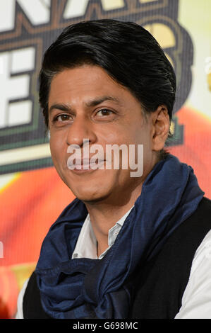 Shahrukh Khan bei einer Pressekonferenz zum Film 'Chennai Express' im Courthouse Hotel im Zentrum von London. Stockfoto