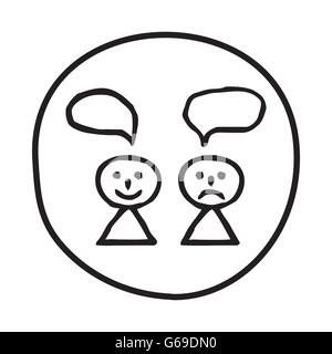 Doodle-Happy und Sad Personensymbol. Stock Vektor