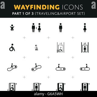 Vektor Wayfinding Icons Set Stock Vektor