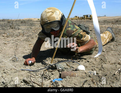 Fallschirmjäger-Regiment zerstören Bömbchen im Irak. Stockfoto