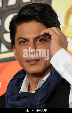 Shahrukh Khan bei einer Pressekonferenz zum Film Chennai Express im Courthouse Hotel im Zentrum von London. Stockfoto