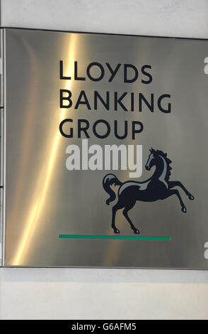 Die Lloyds Banking Group unterzeichnet vor ihrem Hauptsitz in der Gresham Street, in der City of London. Stockfoto