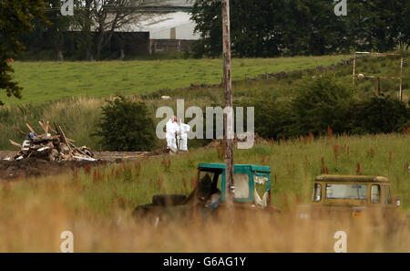 Zwei Tote bei Bauernhof schießen Stockfoto
