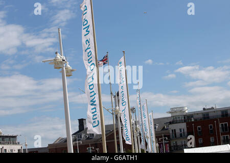 Eine allgemeine Ansicht der Gunwharf Quays in Portsmouth Stockfoto