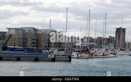 Portsmouth Habour Stock. Eine allgemeine Ansicht von Gosport Marina in der Nähe von Portsmouth Stockfoto