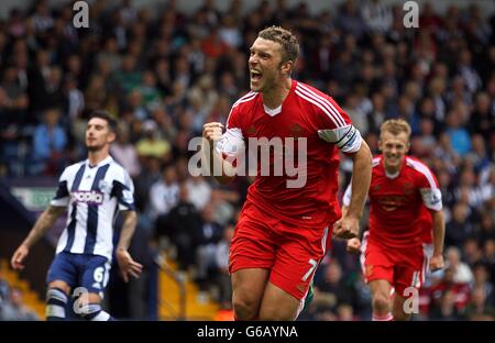 Rickie Lambert von Southampton feiert das Tor des Gewinners Strafpunkt Stockfoto