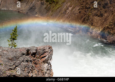 Regenbogen über dem Yellowstone River im Yellowstone-Nationalpark, Wyoming, USA Stockfoto