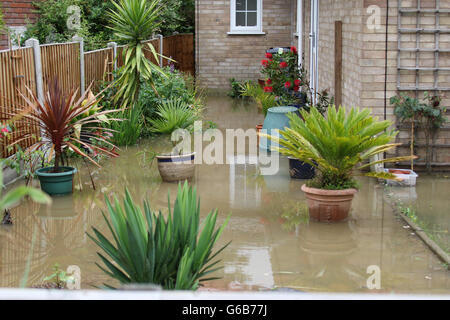 Heybridge, Essex UK. 23. Juni 2016.  Starker Regen führte zu Überschwemmungen in der Umgebung von Maldon.  Viele Fahrer sind in Standspuren nicht in der Lage, irgendwohin zu gehen durch das tiefe Wasser gefangen. Bildnachweis: David Johnson/Alamy Live-Nachrichten Stockfoto