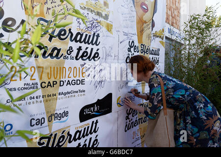 Cap of Agde, Frankreich, 23. Juni 2016. Carolina JURCZAK besucht das Herault Festival of Cinema and TV in Cap of Agde, Frankreich Stockfoto