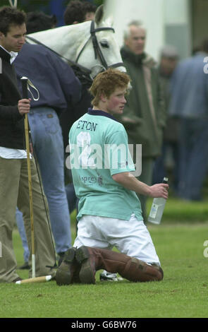 Prinz Harry - Polo-Match - College Polo Trophy - Eton V Cheltenham - Cirencester Park Poloclub Stockfoto