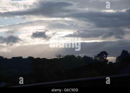 Ein Blick auf dunklen Himmel Clee Hills, Shropshire, UK Stockfoto