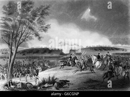1860ER JAHRE MAI 1863 ZWINGT GENERAL SICKLES FÜR DEN RÜCKZUG DER UNION SCHLACHT VON CHANCELLORSVILLE SPOTSYLVANIA COUNTY VIRGINIA USA Stockfoto