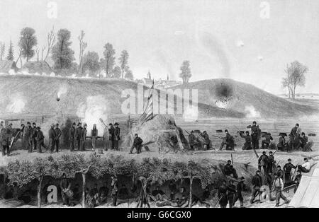 1860ER JAHREN KANN JUNI JULI 1863 UNIONSTRUPPEN BELAGERUNG VON ZUSAMMENGESCHLOSSENEN VERTEIDIGENDEN VICKSBURG, MISSISSIPPI USA Stockfoto