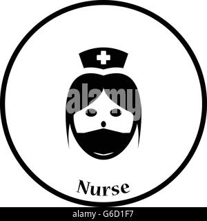 Krankenschwester-Kopf-Symbol. Dünnen Kreis Design. Vektor-Illustration. Stock Vektor