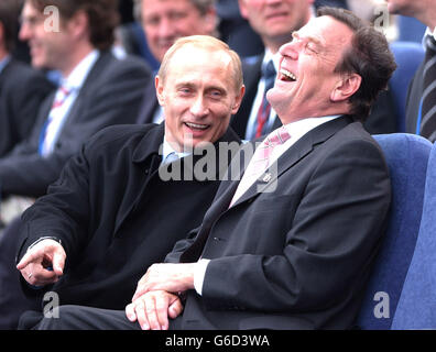 Putin & Schroeder in Russland Stockfoto