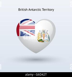 Symbol für Liebe Britische Antarktis-Territorium. Herz-Flagge-Symbol. Stock Vektor