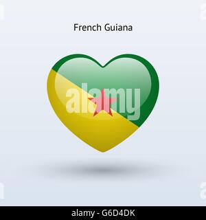 Liebe Französisch-Guayana Symbol. Herz-Flagge-Symbol. Stock Vektor
