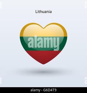 Liebe-Litauen-Symbol. Herz-Flagge-Symbol. Stock Vektor
