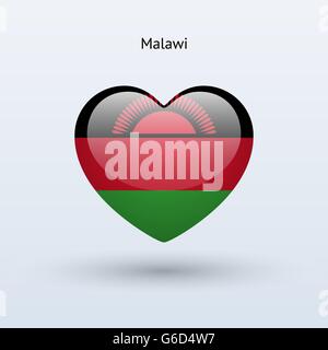 Liebe-Malawi-Symbol. Herz-Flagge-Symbol. Stock Vektor