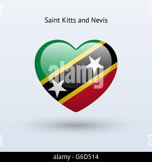 Liebe St. Kitts und Nevis-Symbol. Herz-Flagge-Symbol. Stock Vektor