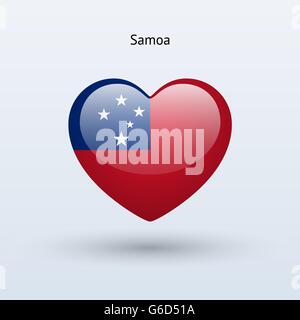 Liebe-Samoa-Symbol. Herz-Flagge-Symbol. Stock Vektor