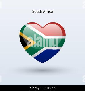 Liebe-Südafrika-Symbol. Herz-Flagge-Symbol. Stock Vektor