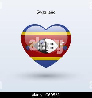 Liebe-Swasiland-Symbol. Herz-Flagge-Symbol. Stock Vektor